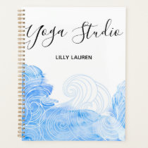 Yoga Pilates Reiki Studio Blue Waves Watercolor Planner