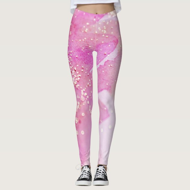 Ultraviolet Lucy Purple Glitter Print Chic Leggings Yoga Pants - Women