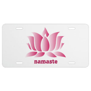 yoga pink lotus namaste license plate