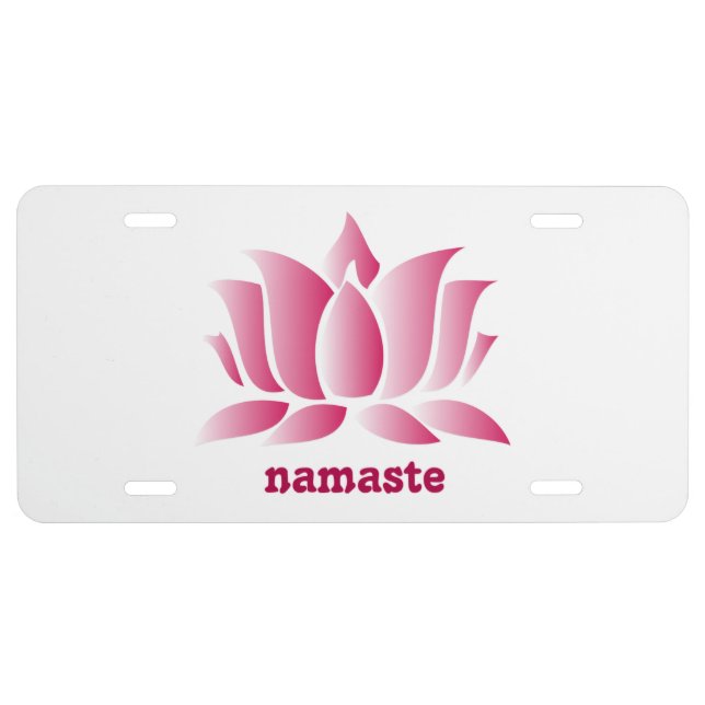 yoga pink lotus namaste license plate (Front)