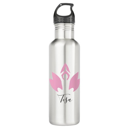 Yoga Pink Lotus silhouette Strong Not Skinny Stainless Steel Water Bottle