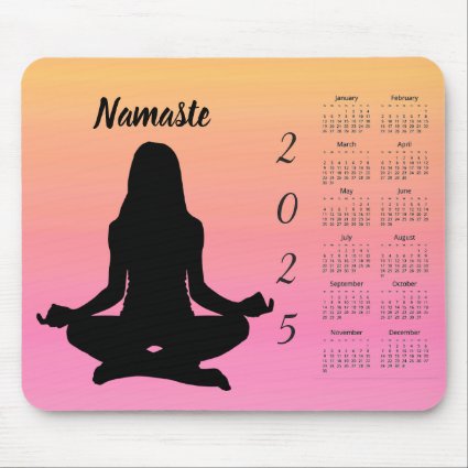 Yoga Pink Orange Rainbow Sunset 2025 Calendar 