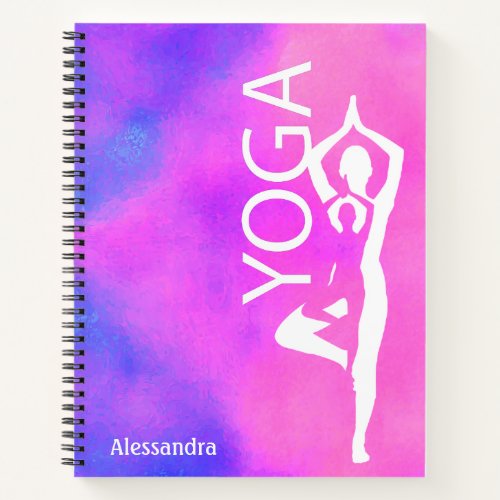 Yoga Pink Purple Tree Pose Asana Figure Notebook