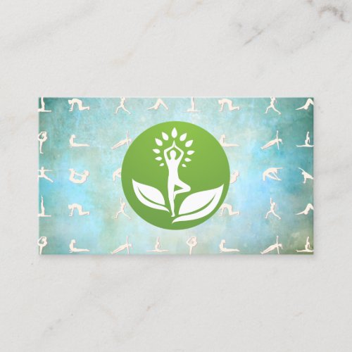 Yoga Pose and Leaves Business Card
