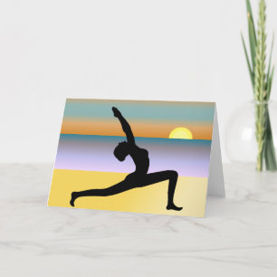 Yoga Pose At The Beach Custom Greeting Cards