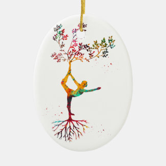Yoga pose ceramic ornament