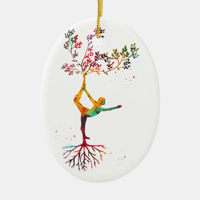 Yoga pose ceramic ornament (Front)
