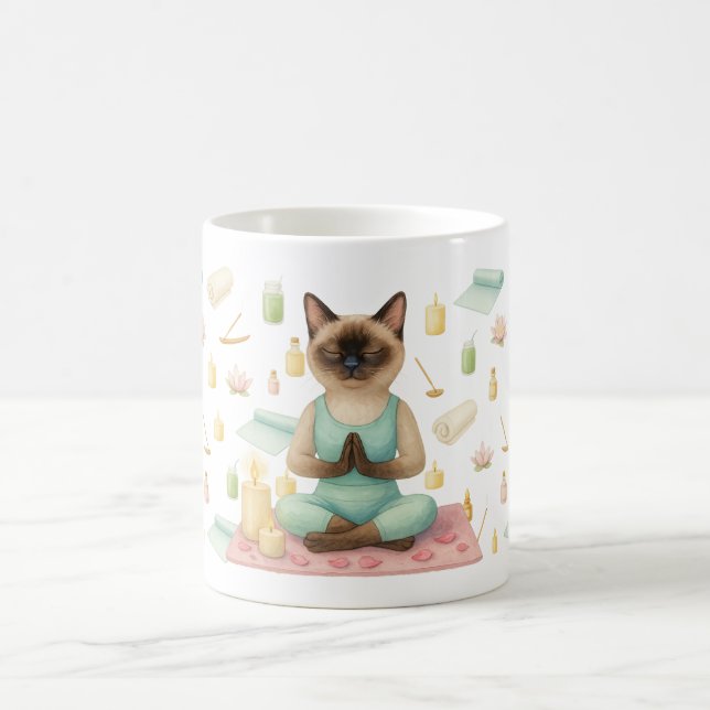Yoga Pose  for Siamese Cat Lovers  Coffee Mug (Center)
