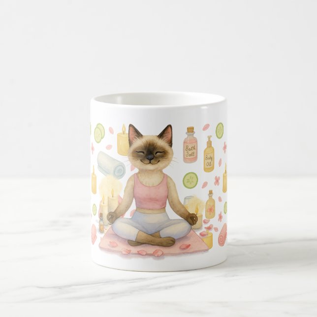 Yoga Pose  for Siamese Cat Lovers  Coffee Mug (Center)