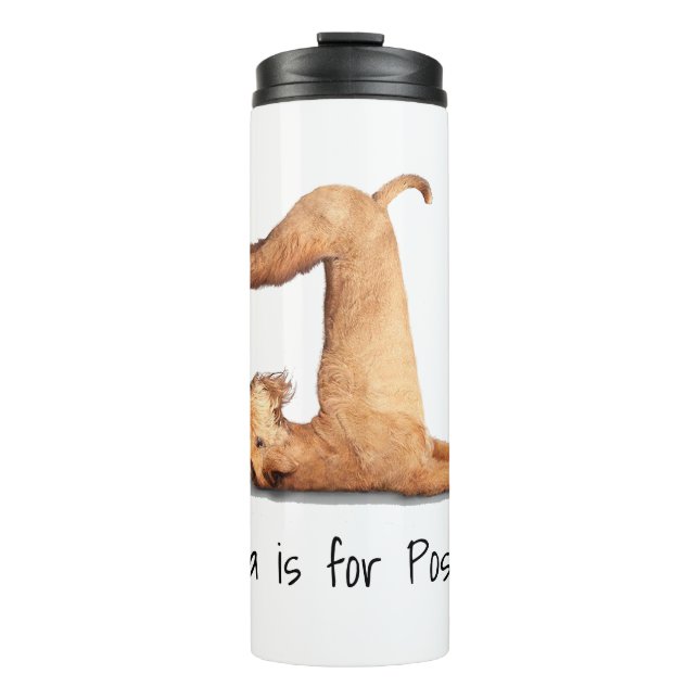 Yoga Pose Funny Dog Thermal Tumbler (Front)