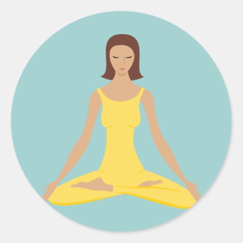 Yoga Pose Girl Classic Round Sticker