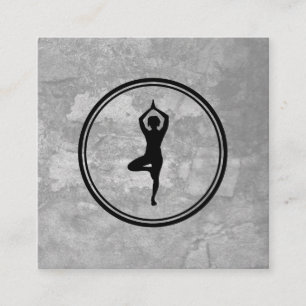 Yoga Pose Gray Texture Square Business Card