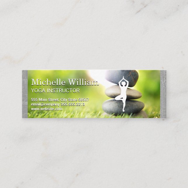 Yoga Pose Icon | Stacked Stones Mini Business Card (Front)