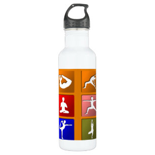 Yoga Pose Icons Stainless Steel Water Bottle