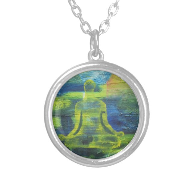 yoga pose lotus necklace buddah green (Front)