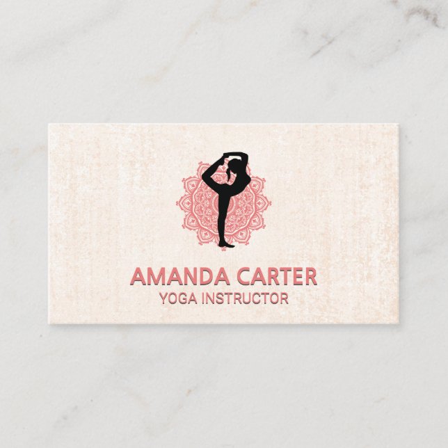 Yoga Pose | Mandala Pattern Logo Business Card (Front)