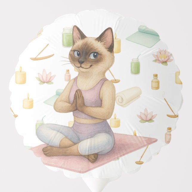 Yoga Pose Namaste for Siamese Cat Lovers  Balloon (Front)