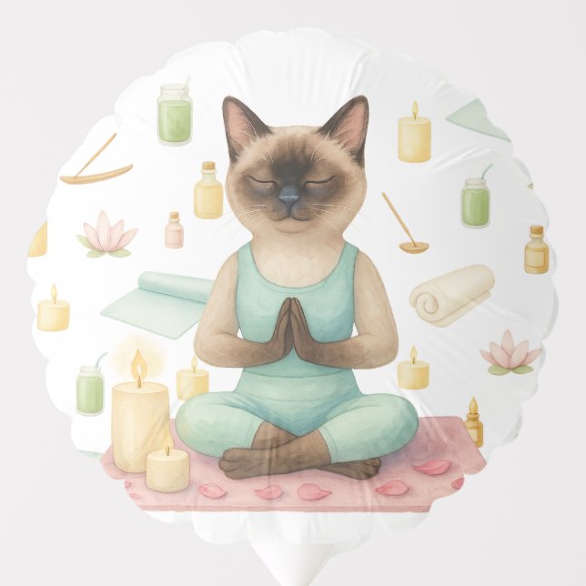 Yoga Pose Namaste for Siamese Cat Lovers  Balloon (Front)