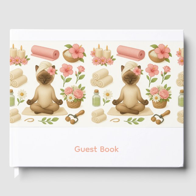 Yoga Pose Namaste for Siamese Cat Lovers  Guest Book (Front)