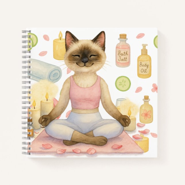 Yoga Pose Namaste for Siamese Cat Lovers  Notebook (Front)