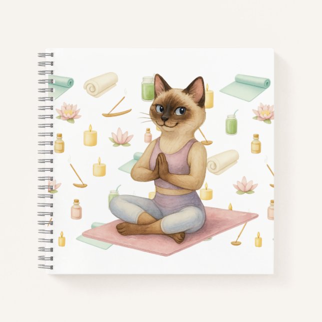 Yoga Pose Namaste for Siamese Cat Lovers  Notebook (Front)