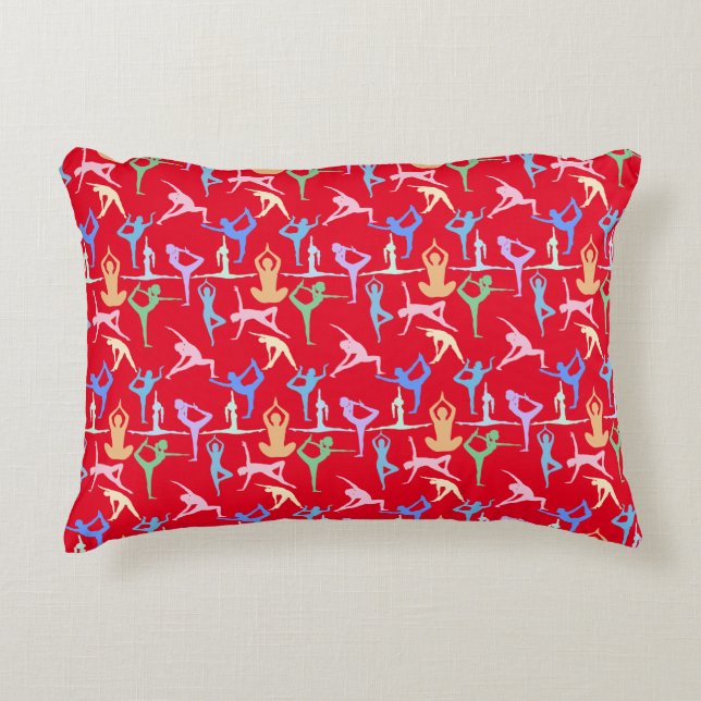 Yoga Pose Pastel Pattern 01.bx4 Red BG Accent Pillow (Front)