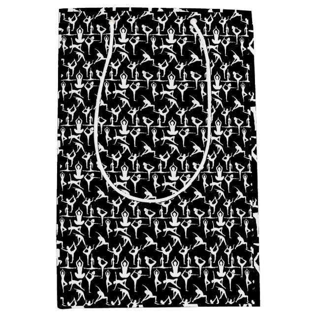 Yoga pose pattern 01.bx4.Black BG Medium Gift Bag (Front)