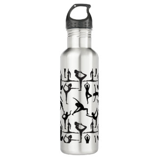 Yoga pose pattern 01.w BG Stainless Steel Water Bottle