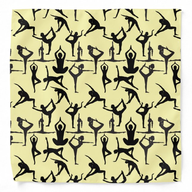 Yoga pose pattern 01.w L Yellow BG Bandana (Front)