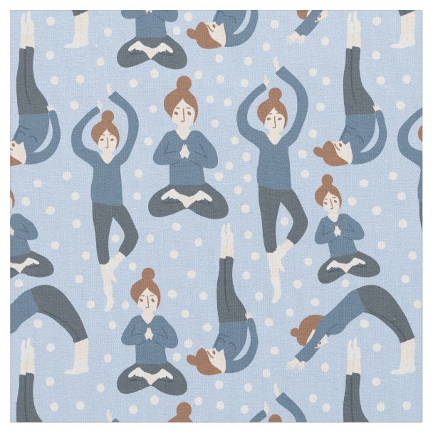 Yoga poses pattern fabric | Zazzle