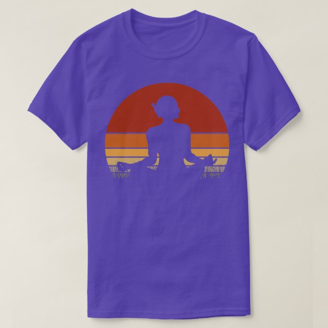 Yoga Pose Retro Vintage Sunset 17 T-Shirt (Design Front)