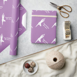 Yoga pose silhouette Happy Birthday wrapping paper