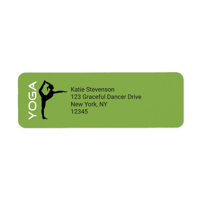 Yoga Pose Silhouette on Green Background Label (Front)