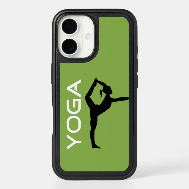 Yoga Pose Silhouette on Green Background Otterbox iPhone Case (Back)