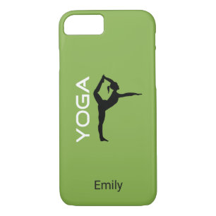Yoga Pose Silhouette on Green Personalized iPhone 8/7 Case