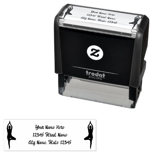 Yoga pose silhouette self_inking address stamp