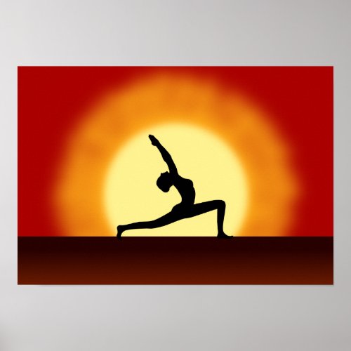 Yoga Pose Silhouette Sunrise Landscape Art Prints