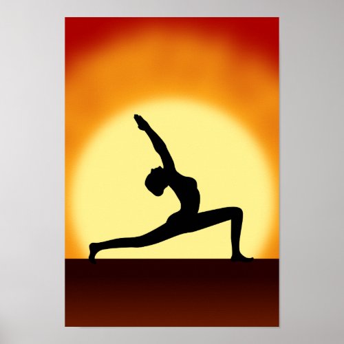 Yoga Pose Silhouette Sunrise Portrait Art Prints