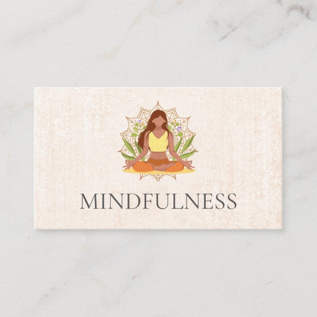 Yoga Pose Sitting | Mandala Pattern  Business Card (Front)