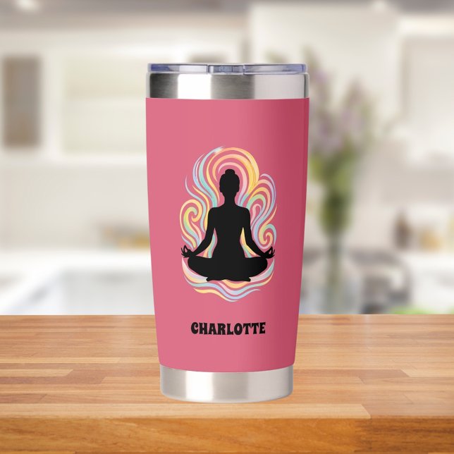 Yoga pose swirls pink name insulated tumbler (Creator Uploaded)