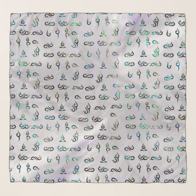 Yoga Pose Symbol Golden Purple Abalone pattern Scarf (Front)