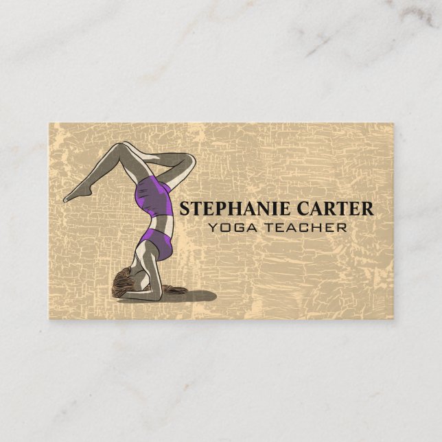 Yoga Pose | Textured Gray Business Card (Front)