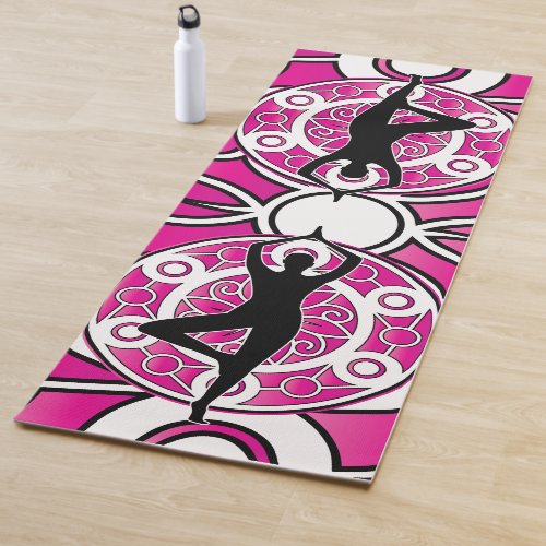 Yoga Pose Tree Ornamental Pink Yoga Mat