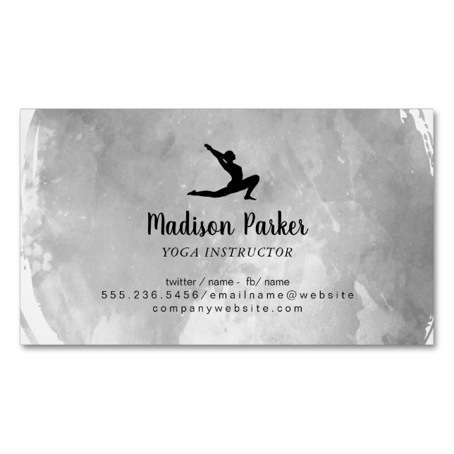 Yoga Pose |  Watercolor Brushed Business Card Magnet (Front)