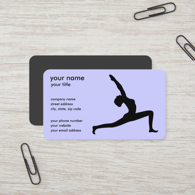 Yoga Pose White Silhouette Business Cards (Front/Back In Situ)