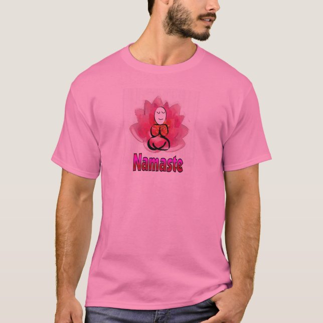 Yoga Pose with Lotus Flower "Namaste" T-Shirt (Front)