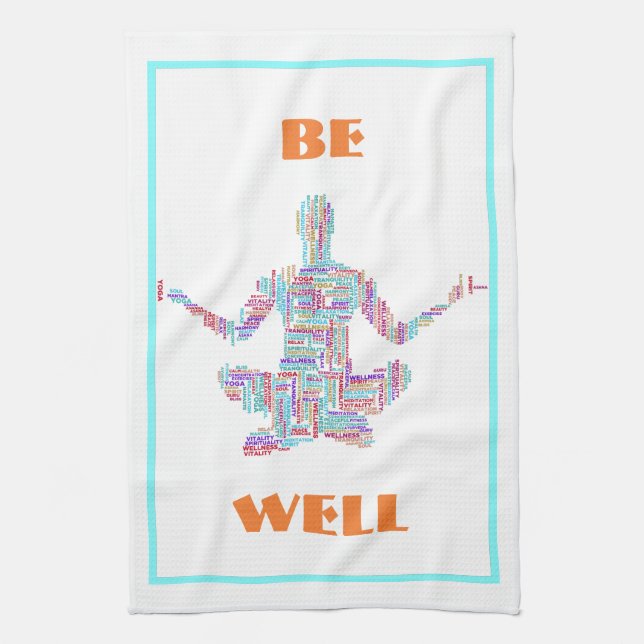 Yoga Pose Word Cloud Personalized Kitchen Towel (Vertical)