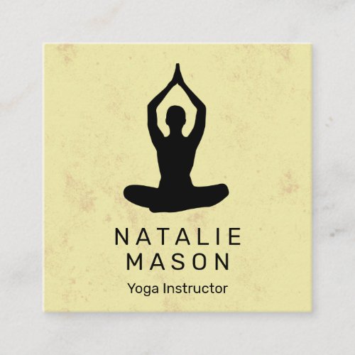Yoga Pose  Yellow Texture Square Business Card