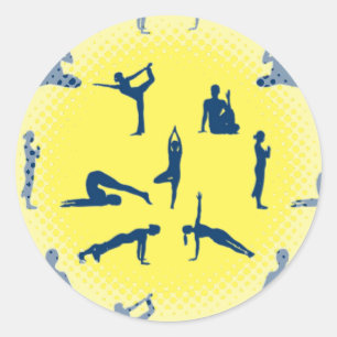 Yoga Poses Classic Round Sticker