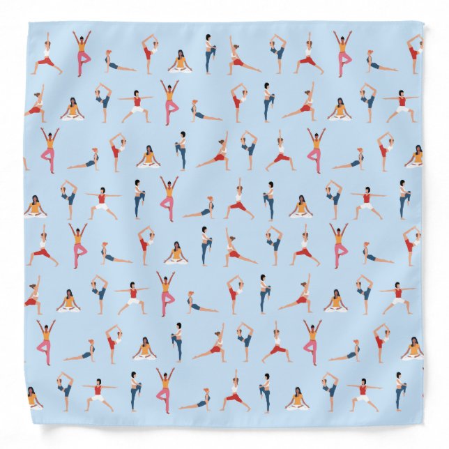 Yoga Poses Fun & Cute Blue Bandana (Front)